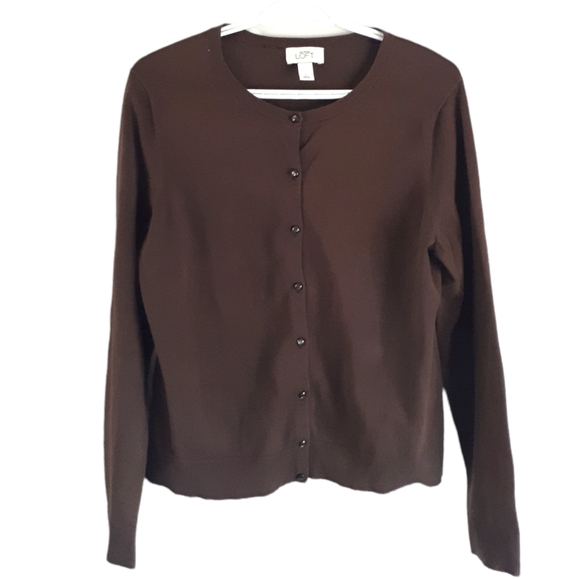 LOFT by Ann Taylor Brown Cardigan size Large - Picture 1 of 11